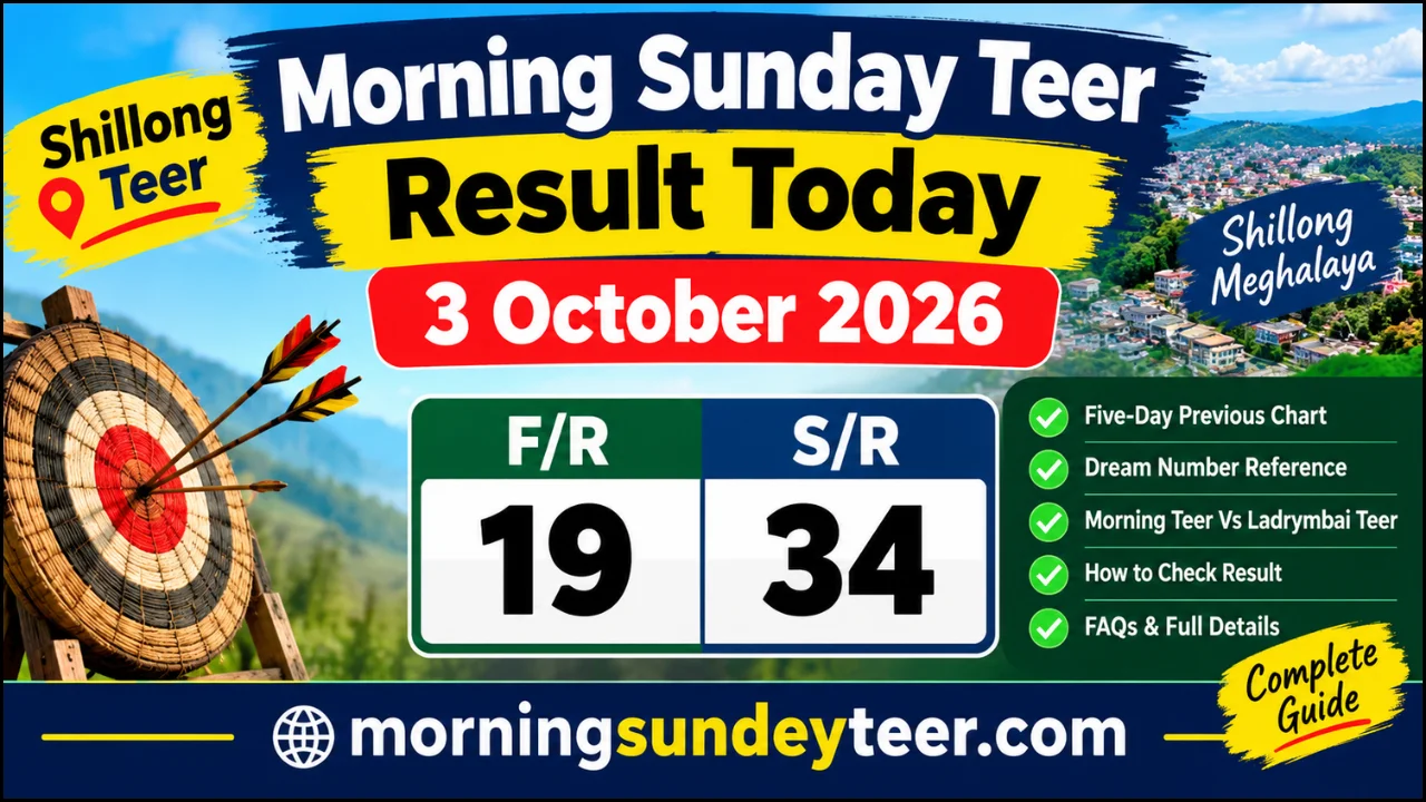Morning Sunday Teer Result Today 3 October 2026 Shillong FR 19 SR 34